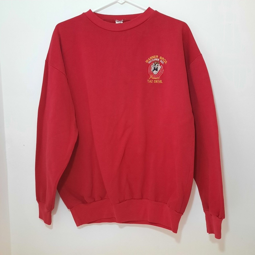 VTG Warner Bros Embroidered Taz Cartoon Crewneck Sweat Shirt Made in USA 24"x27"